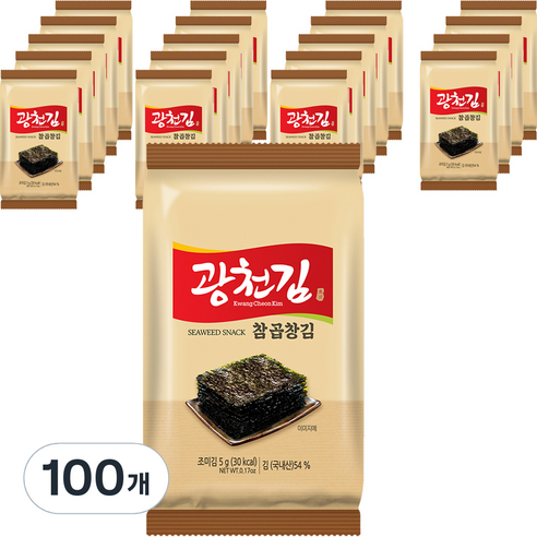광천김 참 곱창 도시락김, 5g, 100개