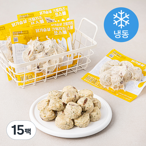 브랜드닭 닭가슴살 쏘스볼 크림치즈 (냉동), 15팩, 100g