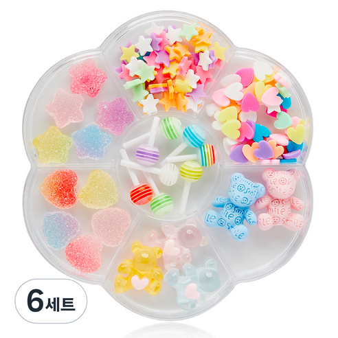 메이브라운 캔디스톤 믹스 네일파츠 7종 세트, 6세트, 혼합색상