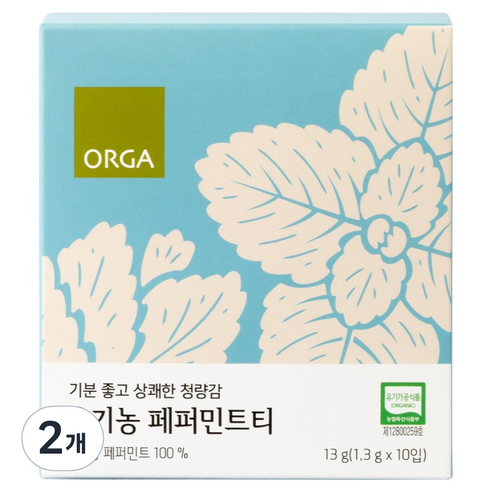 ORGA 유기농 페퍼민트티, 2개, 1.3g, 10개입
