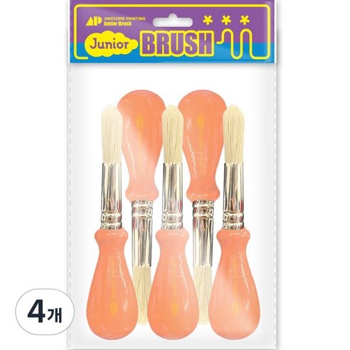 어썸페인팅 이지그립 주니어 붓 BABY ORANGE 5p, 4개, 125mm