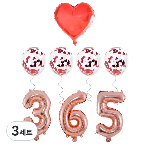 파티쇼 은박 365일 파티 기념일 풍선 세트, 혼합색상, 3세트