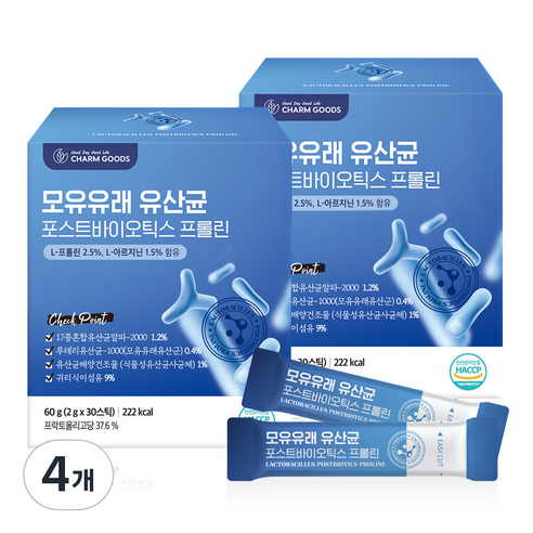 포스트바이오틱스 프롤린 모유 유래 유산균 30p, 30정, 4개