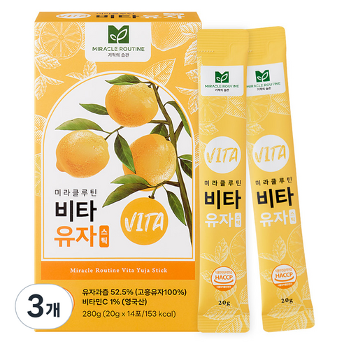 미라클루틴 비타 유자 스틱, 20ml, 14개입, 3개