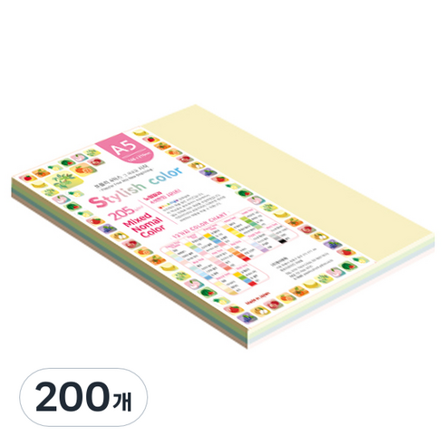 종이문화 SN 스타일리쉬 노멀 두꺼운 혼합색지 205g 01 Tone Shallow, 200개, A5