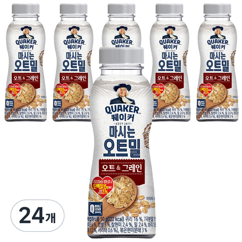 퀘이커 마시는 오트밀 오트&그레인, 24개, 50g