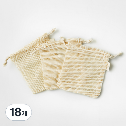 코멧 홈 유기농 원단으로 만든 순면 비누 거품망, 내추럴, 18개