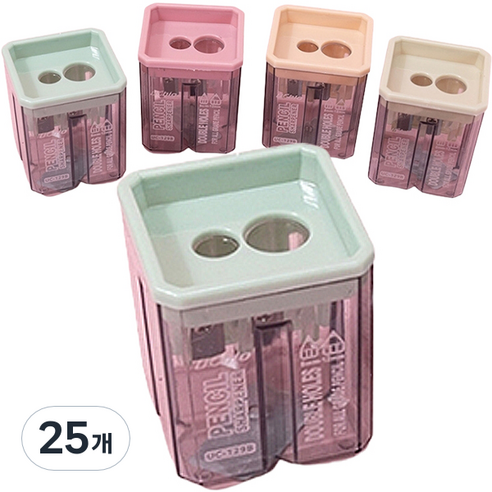 오월 미니 2단 연필깎이 4 x 4 x 4.8 cm, 랜덤발송, 25개