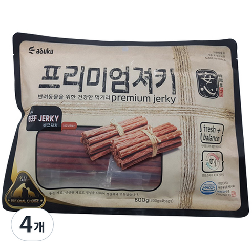 아스크 반려동물 안심 프리미엄 져키 800g, 소고기맛, 4개