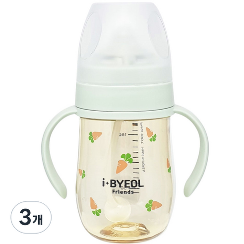 아이별프렌즈 유아용 PPSU 캐럿 추 빨대컵 180ml, 민트, 3개