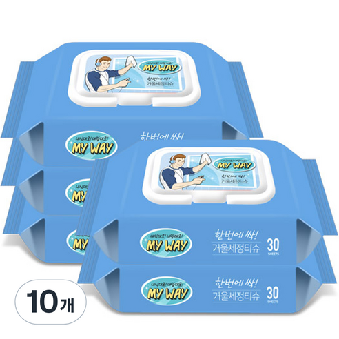 올마이웨이 거울세정 티슈 캡형, 110g, 10개