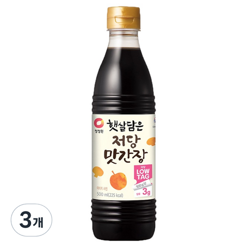 햇살담은 청정원 저당 맛간장, 3개, 500ml