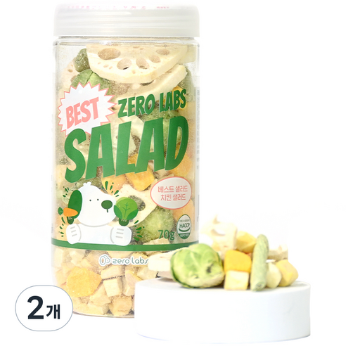 제로랩스 베스트샐러드 동결건조 치킨샐러드, 치킨맛, 70g, 2개