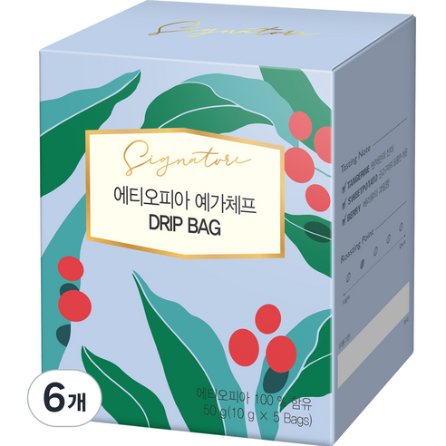 칸타타시그니처 드립커피 에티오피아 예가체프 G2, 10g, 5개입, 6개