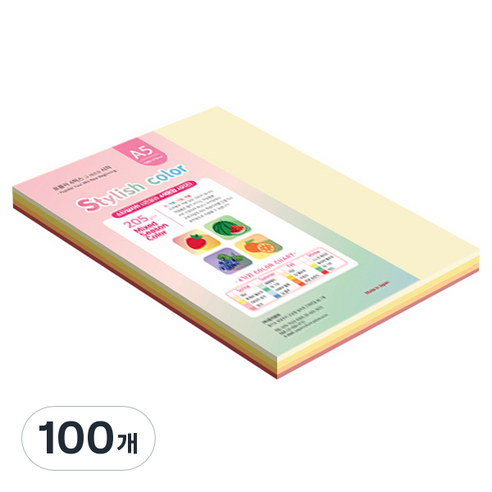 종이문화 SS 스타일리쉬 시즌 두꺼운 혼합색지 205g 02 Summer, 100개, A5