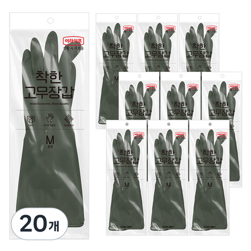 롯데이라이프 착한 고무장갑, 다크그레이, 중(M), 20개