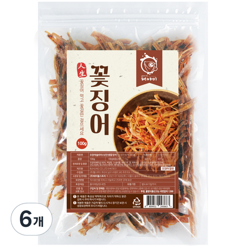해야미 꽃징어, 100g, 6개