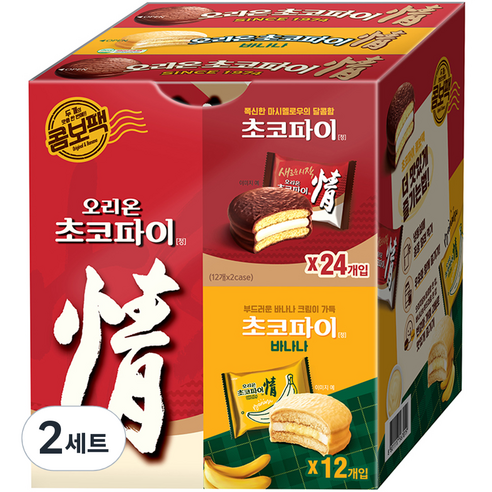 오리온초코파이 기본 39g x 24p + 바나나 37g x 12p 콤보팩, 1.38kg, 2세트