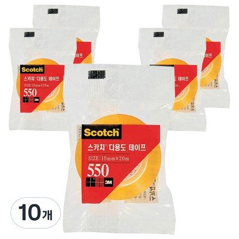 스카치 다용도 리필 셀로판 테이프 550 18mm x 20m, 10개