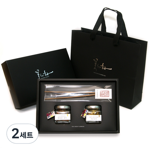 꽃보다차 아담한꽃차 2종 선물세트, 복숭아꽃 1.5g + 맨드라미꽃 2g + 차집게 + 쇼핑백, 2세트