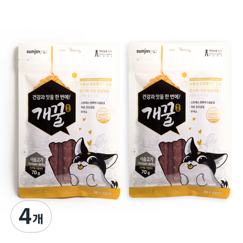 개꿀 반려동물 간식 프로폴리스 져키, 사슴고기, 70g, 4개