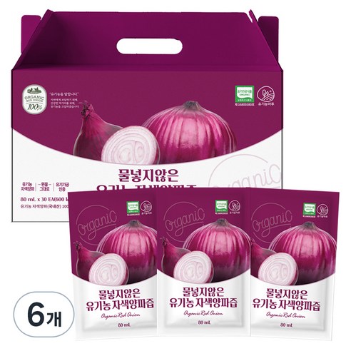 유기농마루 물넣지않은 유기농 자색양파즙 30p, 2.4L, 6개