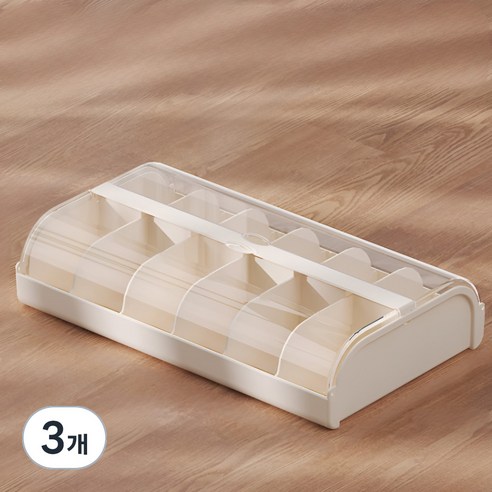 살림이음 속옷 보관 양말칸막이 12칸 투명정리함, 3개, 베이지