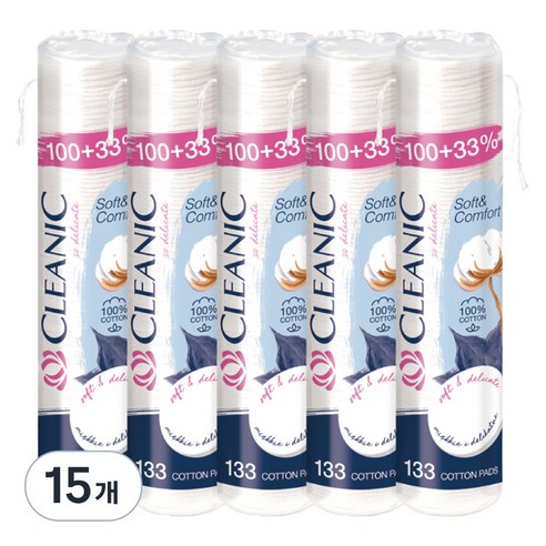 클레아닉 Pro Silk 소프트 앤 컴포트 화장솜, 133개입, 15개