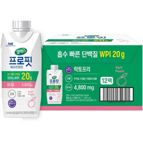 셀렉스 프로핏 드링크 복숭아, 330ml, 50개