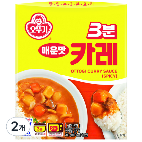 오뚜기3분 카레 매운맛, 200g, 2개