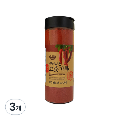 하늘정성내리찬 국산 씻어나온 고춧가루 양념용, 105g, 3개