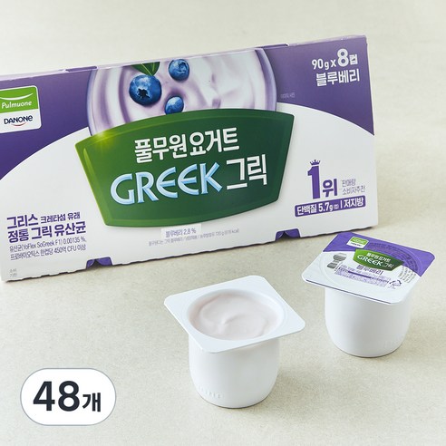 풀무원다논 그릭 블루베리 요거트, 90g, 8개입, 6개
