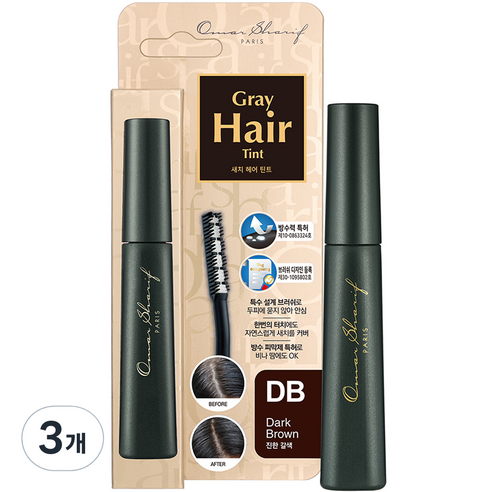 동성제약 오마샤리프 헤어 틴트 마스카라 15ml, 진한 갈색, 3개