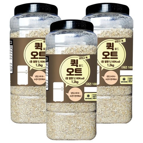 냉장고쏙 퀵 롤드 오트, 1.2kg, 3개