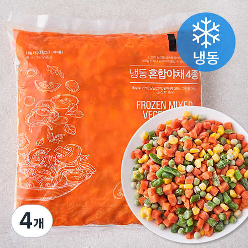 혼합야채 4종 옥수수 당근 완두콩 그린콩 (냉동), 1kg, 4개