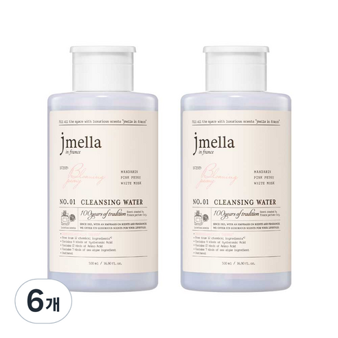 제이멜라 인 프랑스 블루밍 피오니 클렌징 워터, 500ml, 6개