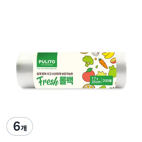 뿌리또 프레쉬 롤백 17cmX25cm, 200개입, 5개