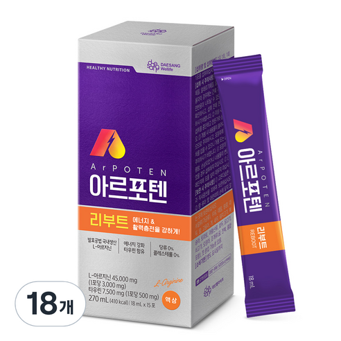 대상웰라이프 아르포텐아르지닌 리부트, 270ml, 18개