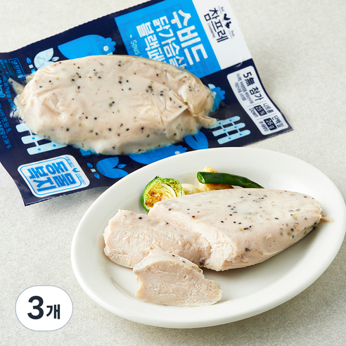 참프레 동물복지 인증 수비드 닭가슴살 블랙페퍼, 1개입, 3개