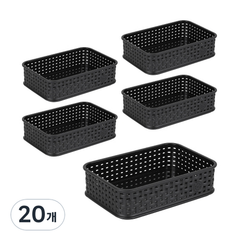 마이스타일 직T 라탄 바스켓 3호, 블랙, 20개