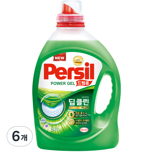 퍼실 딥클린 파워젤 드럼용 액상세제 본품, 2.7L, 6개