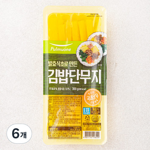 풀무원 발효식초로 만든 김밥단무지, 300g, 6개