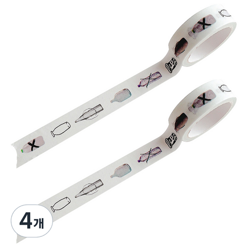 마켓A 화이트베이스 종이 마스킹 테이프 1.5cm x 5m, 4개, 보틀