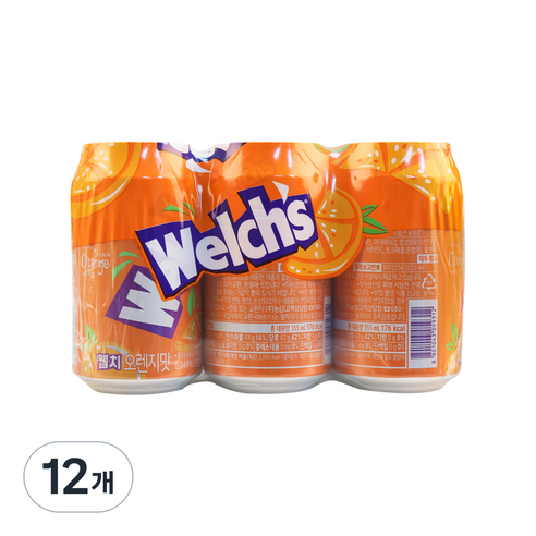 웰치 소다 오렌지맛, 12개, 355ml