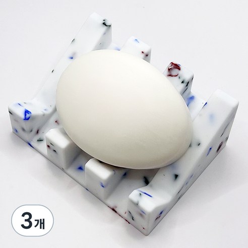 논슬립 실리콘 비누받침, 블루도트, 3개