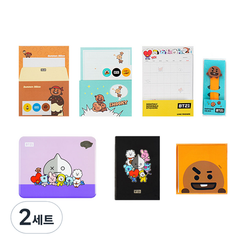 BT21 슈키 문구 선물 세트, 혼합색상, 2세트
