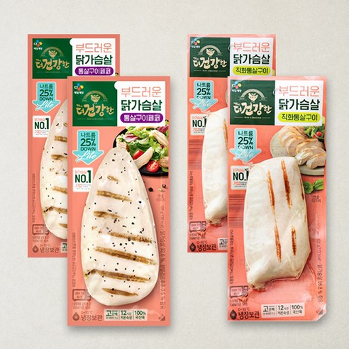 더건강한 닭가슴살 2종 세트 (직화 통살구이 2개 통살구이 페퍼 2개), 100g, 1개입, 4개