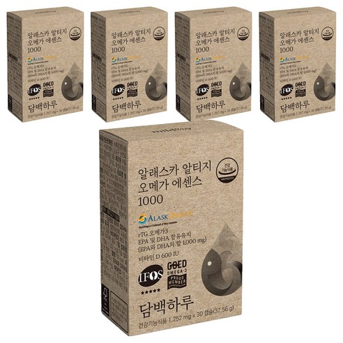 담백하루 비타민D 600IU 알래스카 알티지 오메가 에센스 1000 37.56g, 5개, 30정