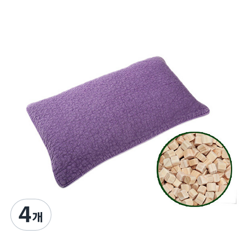 편백아트 큐브칩 순면 천연염색 편백 베이직 베개, 보라, 4개
