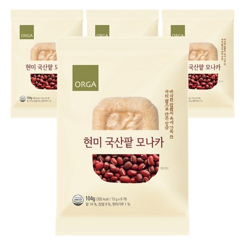 올가홀푸드 현미 국산팥 모나카, 104g, 4개